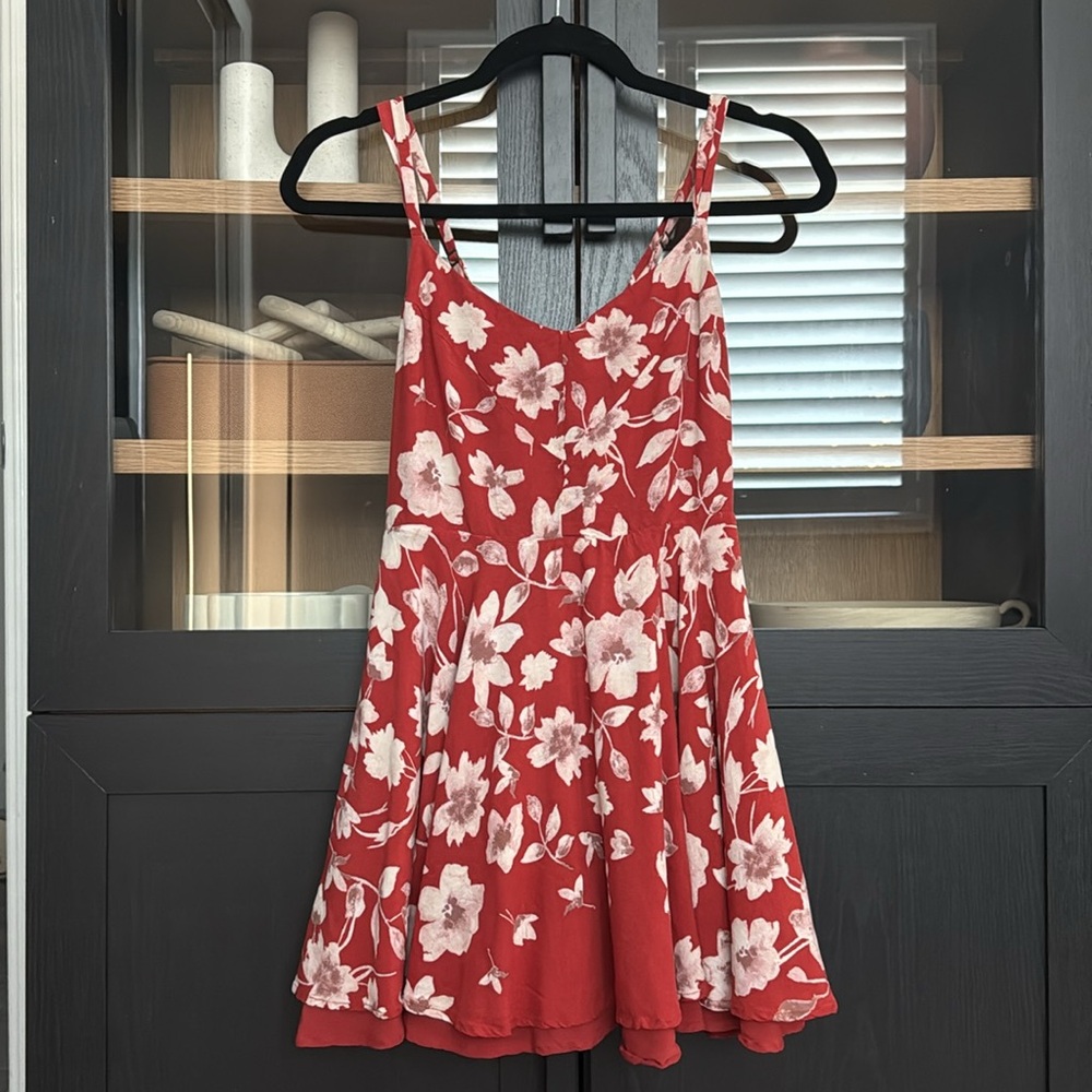 Kimchi Blue Red and White Floral Mini Dress